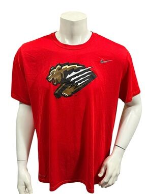 Nike Men’s Athletic T-Shirt Red Grizzlies Logo Short Sleeve Dri -Fit XXL